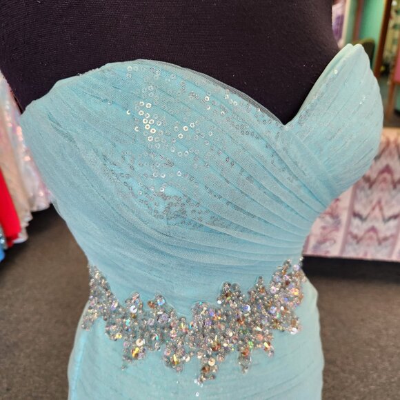 Precious Formals P21040 Size 6 Aqua Prom Dress/Formal Gown - Picture 4 of 8